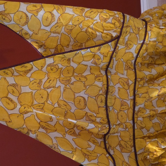 Yellow Lemon Halter Dress WITH POCKETS Size 6 - Picture 2 of 7